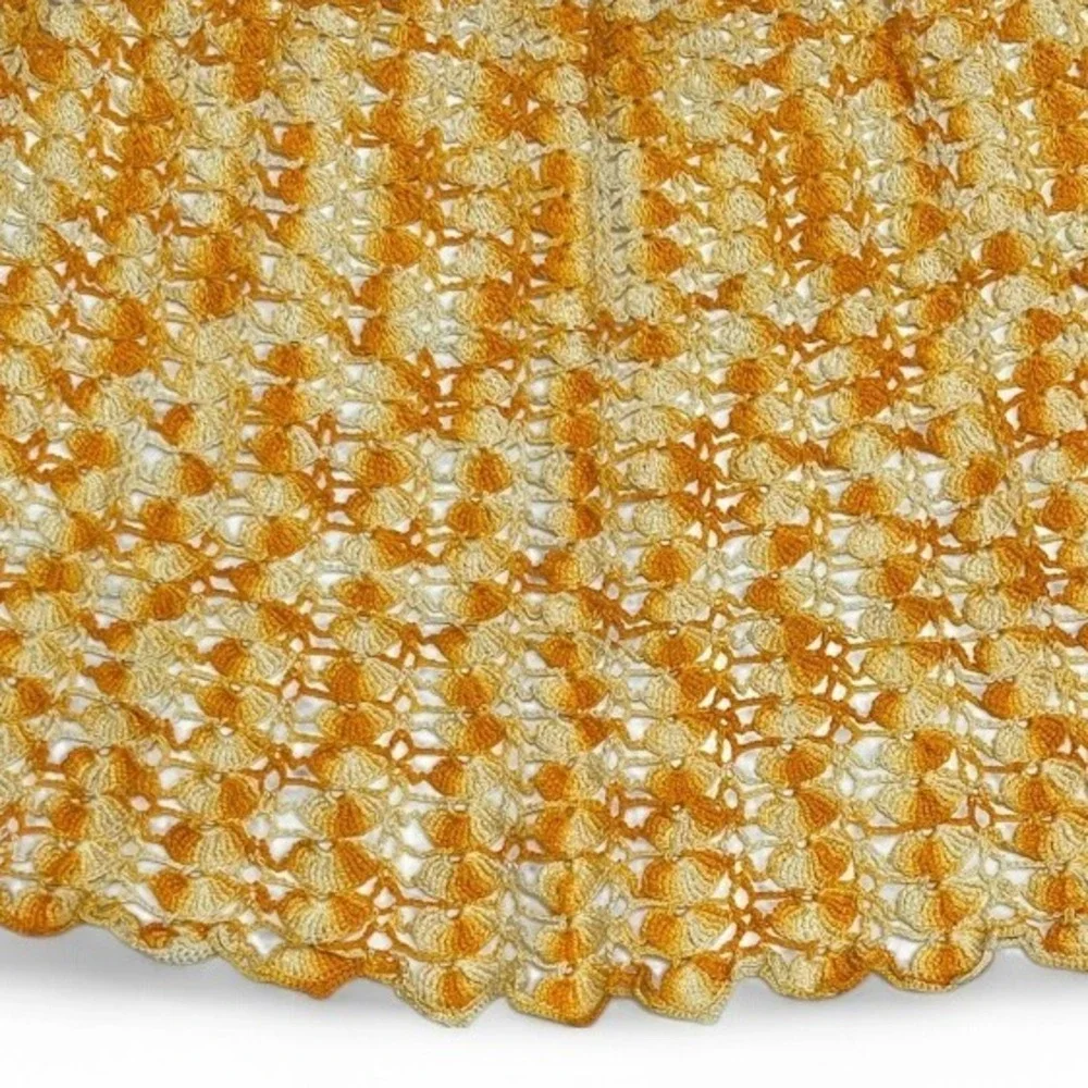 Vintage Handmade Crochet‎ Waist Apron Retro Sunflower Yellow